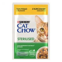 Purina Cat Chow Sterilised cibo umido per Gatti 85 gr - Pollo e Melanzane Confezione da 26 pezzi Cibo umido per gatti