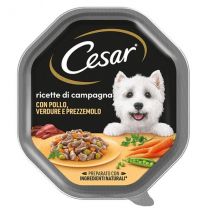 Cesar Ricette di Campagna 150gr - Pollo e Verdure - Confezione da 14 pezzi - Cibo Umido per Cani