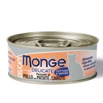Monge Delicate Adult cottura al vapore 80 gr - Pollo Patate e Carote in Pezzi - Confezione da 6 pezzi - Cibo umido per gatti - 1° ORDINE? scegli lo sconto BZR5 / BZR20 + 200 punti fedeltà