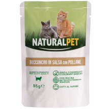NaturalPet Cat Adult Bocconcini in salsa 85 gr - Pollo Confezione da 6 pezzi Cibo umido per gatti