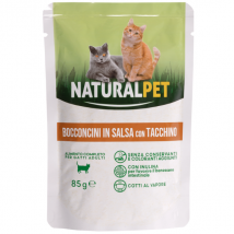NaturalPet Cat Adult Bocconcini in salsa 85 gr - Tacchino Cibo umido per gatti