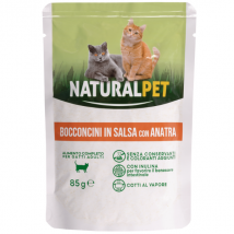 NaturalPet Cat Adult Bocconcini in salsa 85 gr - Anatra Confezione da 6 pezzi Cibo umido per gatti