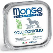 Monge Monoprotein SOLO Patè Grain Free 150 gr - Coniglio Confezione da 24 pezzi Monoproteico crocchette cani Cibo Umido per Cani