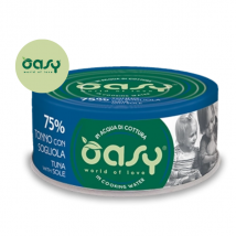 Oasy More Love Cat Adult Lattine in acqua di cottura 70 gr - Tonno e sogliola - Confezione da 24 pezzi - Cibo umido per gatti - 1° ORDINE? scegli lo sconto BZR5 / BZR20 + 200 punti fedeltà