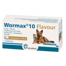 Wormax 10 Flavour vermicida in compresse Ecuphar - 1 confezione da 3 compresse - 1° ORDINE? scegli tra BZR5 / BZR20 + 200 pt fedeltà - Integratori per cani
