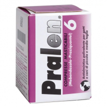 Pralen antiparassitario vermifugo compresse per via orale Teknofarma - 1 confezione da 6 compresse - 1° ORDINE? scegli tra BZR5 / BZR20 + 200 pt fedeltà - Integratori per cani