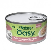 Oasy Natury Cat Adult Soft Jelly 85  gr - pollo con prosciutto di pollo - Confezione da 24 pezzi - Cibo umido per gatti - 1° ORDINE? scegli lo sconto BZR5 / BZR20 + 200 punti fedeltà