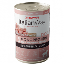 Italianway Patè Natural Growth Monoprotein Dog Junior 400 gr - vitello - Umido Monoproteico Cane - 1° ORDINE? scegli tra BZR5 / BZR20 + 200 pt fedeltà
