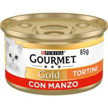 Purina Gourmet Gold Tortini Umido Gatto 85g - Manzo - Confezione da 24 pezzi - Cibo umido per gatti - 1° ORDINE? scegli lo sconto BZR5 / BZR20 + 200 punti fedeltà