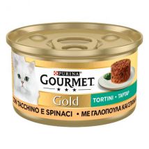 Purina Gourmet Gold Tortini Umido Gatto 85g - Tacchino e Spinaci Confezione da 24 pezzi Cibo umido per gatti