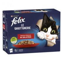 Purina Felix le Ghiottonerie Selezioni Deliziose in Gelatina Multipack - 12 bustine: 6x Manzo - 6x Pollo - 1° ORDINE? scegli tra BZR5 / BZR20 + 200 pt fedeltà