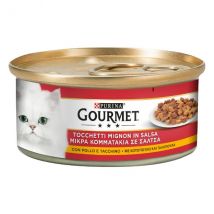 Gourmet Tocchetti Mignon in Salsa 195 gr - Pollo e Tacchino - Confezione da 6 pezzi - Cibo umido per gatti - 1° ORDINE? scegli lo sconto BZR5 / BZR20 + 200 punti fedeltà