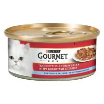 Gourmet Tocchetti Mignon in Salsa 195 gr - Salmone e Trota Confezione da 6 pezzi Cibo umido per gatti