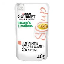 Purina Gourmet Nature's Creations Soup Umido gatto 40 gr - Salmone e Verdure Confezione da 32 pezzi Cibo umido per gatti