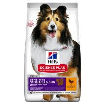 Hill's Science Plan Sensitive Stomach & Skin Medium Adult Alimento per Cani con Pollo - 12 kg Croccantini per cani