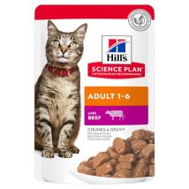 Hill's Science Plan Adult Alimento per Gatti 85 gr - con Manzo - Confezione da 12 pezzi - Cibo umido per gatti - 1° ORDINE? scegli lo sconto BZR5 / BZR20 + 200 punti fedeltà