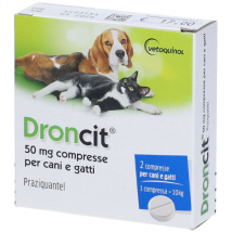 Droncit compresse antiparassitarie vermifugo cane e gatto Vetoquinol - 1 confezione da 6 compresse - 1° ORDINE? scegli lo sconto BZR5 / BZR20 + 200 punti fedeltà