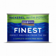 Fish4Dogs Finest Dog Grain Free 185 gr - Sgombro e patate - Cibo Umido per Cani - 1° ORDINE? scegli lo sconto BZR5 / BZR20 + 200 punti fedeltà