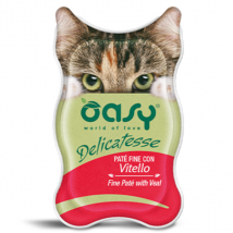 Oasy Delicatesse 85 gr - Patè con Vitello Confezione da 18 pezzi Cibo umido per gatti