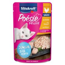 Vitakraft Poèsie Deli Sauce - Junior con Petto di Pollo Confezione da 23 pezzi Cibo umido per gatti