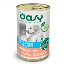 Oasy Monoproteico Puppy & Junior Medium/Large 400 gr - Salmone - Confezione da 12 pezzi - Umido Monoproteico Cane - 1° ORDINE? scegli lo sconto BZR5 / BZR20 + 200 punti fedeltà