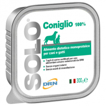 DRN Solo alimento monoproteico cane e gatto 300 gr - Coniglio - Confezione da 6 pezzi - Cibo monoproteico gatto - 1° ORDINE? scegli lo sconto BZR5 / BZR20 + 200 punti fedeltà