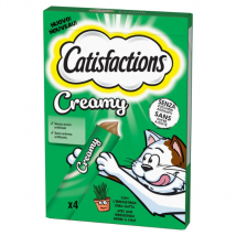 Catisfaction Dreamies Creamy snack per gatti 4x10 gr - Erba gatta - 1° ORDINE? scegli tra BZR5 / BZR20 + 200 pt fedeltà