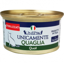 Unipro Unicamente Cat Adult Sterilised 85 gr - Monoproteico Quaglia - Confezione da 24 pezzi - Cibo monoproteico gatto - 1° ORDINE? scegli lo sconto BZR5 / BZR20 + 200 punti fedeltà