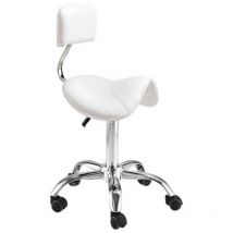 Tabouret blanc selle cheval + dossier