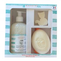 Aqui D'aia - Coffret Enfant - Lait De Chèvre & Beurre De Karité Savon Liquide, Savon Solide & Savon Chat