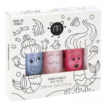 Nailmatic - Coffret Mermaid 3 Vernis Enfant - Multicolore - Couvrance Moyenne - Sans Paraben - 24 ml