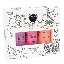 Nailmatic - Coffret Paris 3 Vernis Enfant - Multicolore - Couvrance Moyenne - Sans Paraben
