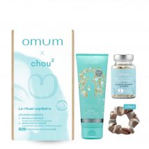 Omum - Coffret Cheveux Omum & Chou² Shampoing Ma Bulle Douceur, Complément Alimentaire Mon Coup De Pousse & Chouchou Satin - Naturel