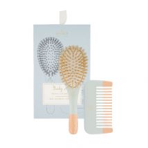 Bachca - Baby Kit Blue Brosse 100% Sanglier Petit Modèle + Peigne Bois