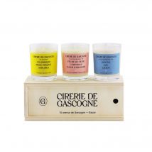 Cirerie De Gascogne - Coffret Bois Collection Printemps Eté 3 Bougies 80grammes 3 Bougies De 80 Grammes