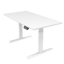 Bureau motorisé assis-debout avec Plateau blanc et Pied blanc 120x75cm, Hauteur 62-128cm