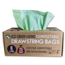 Eco Green Living Compostable Drawstring Bin Bags - 8L