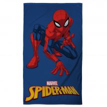 Drap de plage enfant Spider-Man éponge velours coton - 320g/m2 - Bleu - Coton/velours - Spiderman - Blancheporte