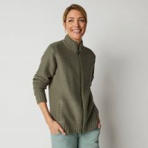 Gilet zippé 30% laine - T52 - Kaki - Outdoor Collection - Blancheporte