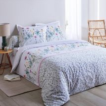 Linge de lit Julie en coton imprimé herbier - Blanc - Coton - Colombine - Blancheporte