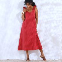 Robe longue épaules volantées, en gaze de coton - Blancheporte