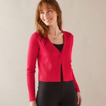Gilet boléro, maille côtelée - Taille 50 - Rouge - Blancheporte