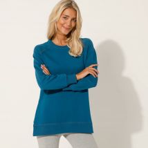 Sweat en molleton, longueur tunique - Taille 50 - Bleu - Blancheporte