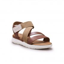 Sandales compensées cuir largeur confort - Marron - Taille 36 - Blancheporte