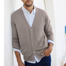 Gilet boutonné manches longues - Taupe - Taille S - Jersey - Blancheporte