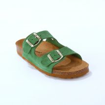 Mules en cuir 2 boucles réglables - Vert - Taille 37 - Blancheporte
