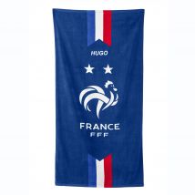 Drap de bain "FFF 2 étoiles " personnalisable - Bleu - Coton/velours - Fff - Blancheporte