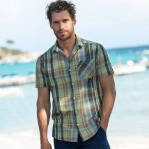 Chemise grands carreaux manches courtes polycoton - Blancheporte