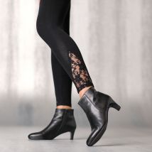 Legging base dentelle, taille élastiquée - Taille 50 - Noir - Blancheporte