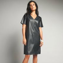Robe trapèze courte, aspect cuir - T42 - Noir - Lora Zellini - Blancheporte
